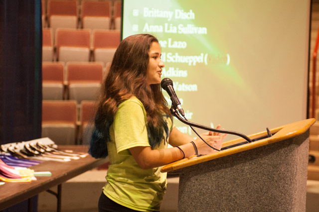 An AjPHA member giving a presentation at the annual junior membership convention.