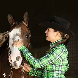 APHA Markel Professional Horseman, Lisa Ligon, with her Paint Horse, At Batt.