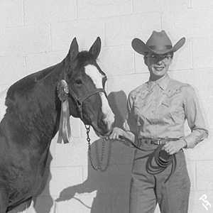 APHA Founder Rebecca Tyler with her Paint Horse Cherokee Maiden.