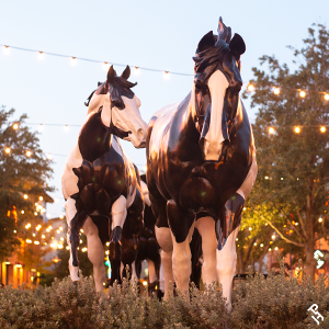 Legacy of Color Paint Horse bronzes on Mule Alley.