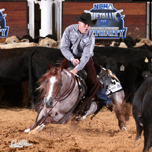 Cutting horse, Lone Woolf, in the show pen.