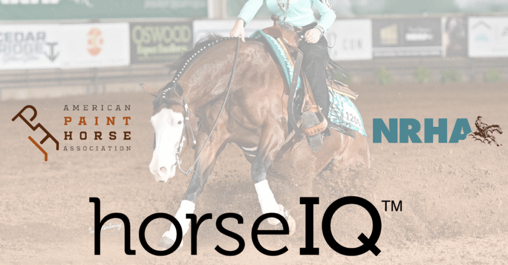 NRHA and horseIQ logos.