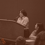 Youth member speaking at convention.