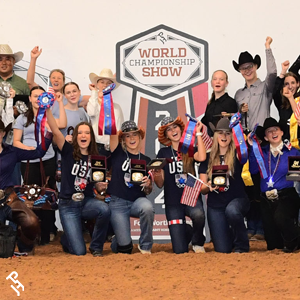 Youth World Games teams in the arena.