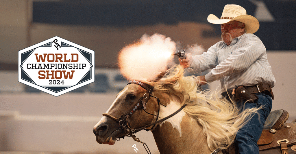 Mounted Shooting contestant at World Show.